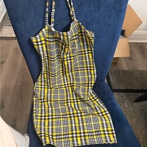 Yellow and Black Plaid Dress